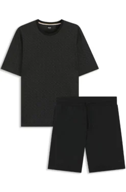 Cotton pyjama set with all-over print T-shirt