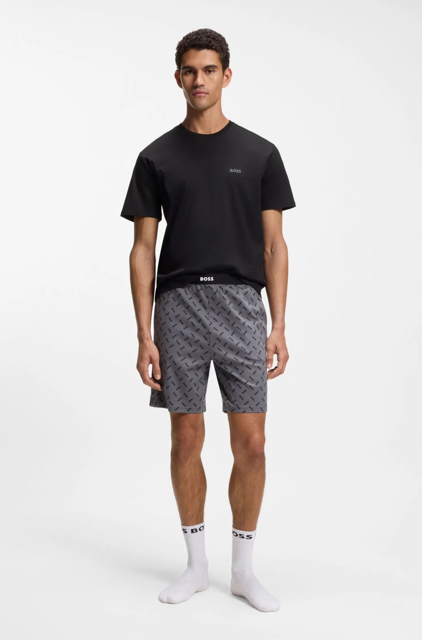 Cotton pyjama set with logo details