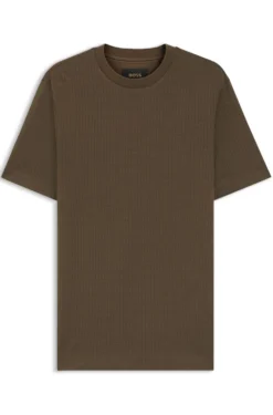 Cotton-silk T-shirt with geometric jacquard