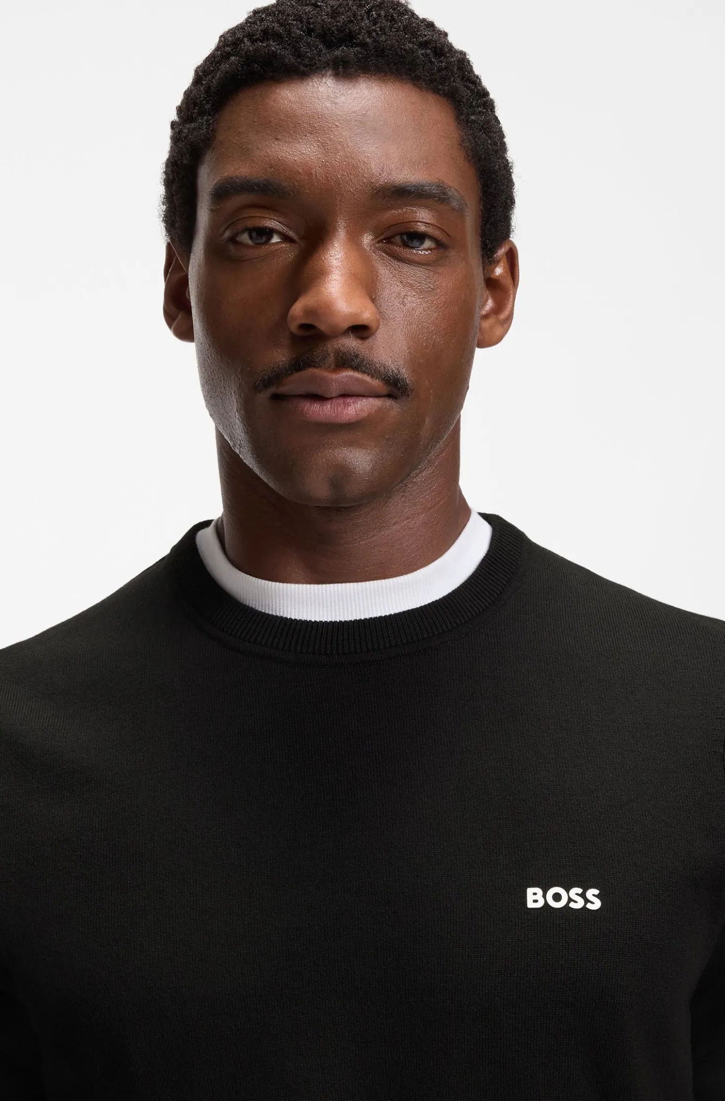 Cotton sweater with contrast logo