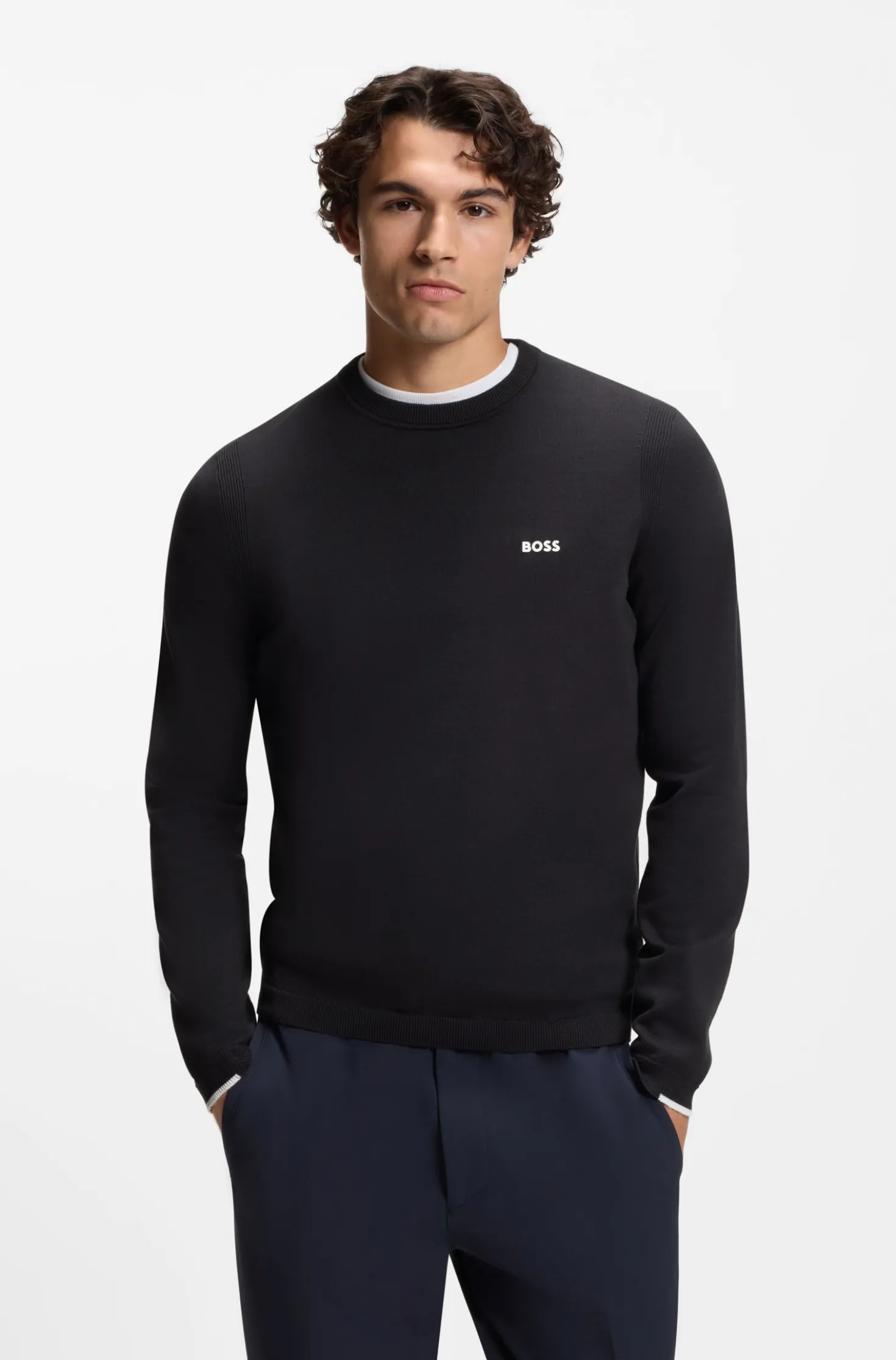 Cotton sweater with contrast logo