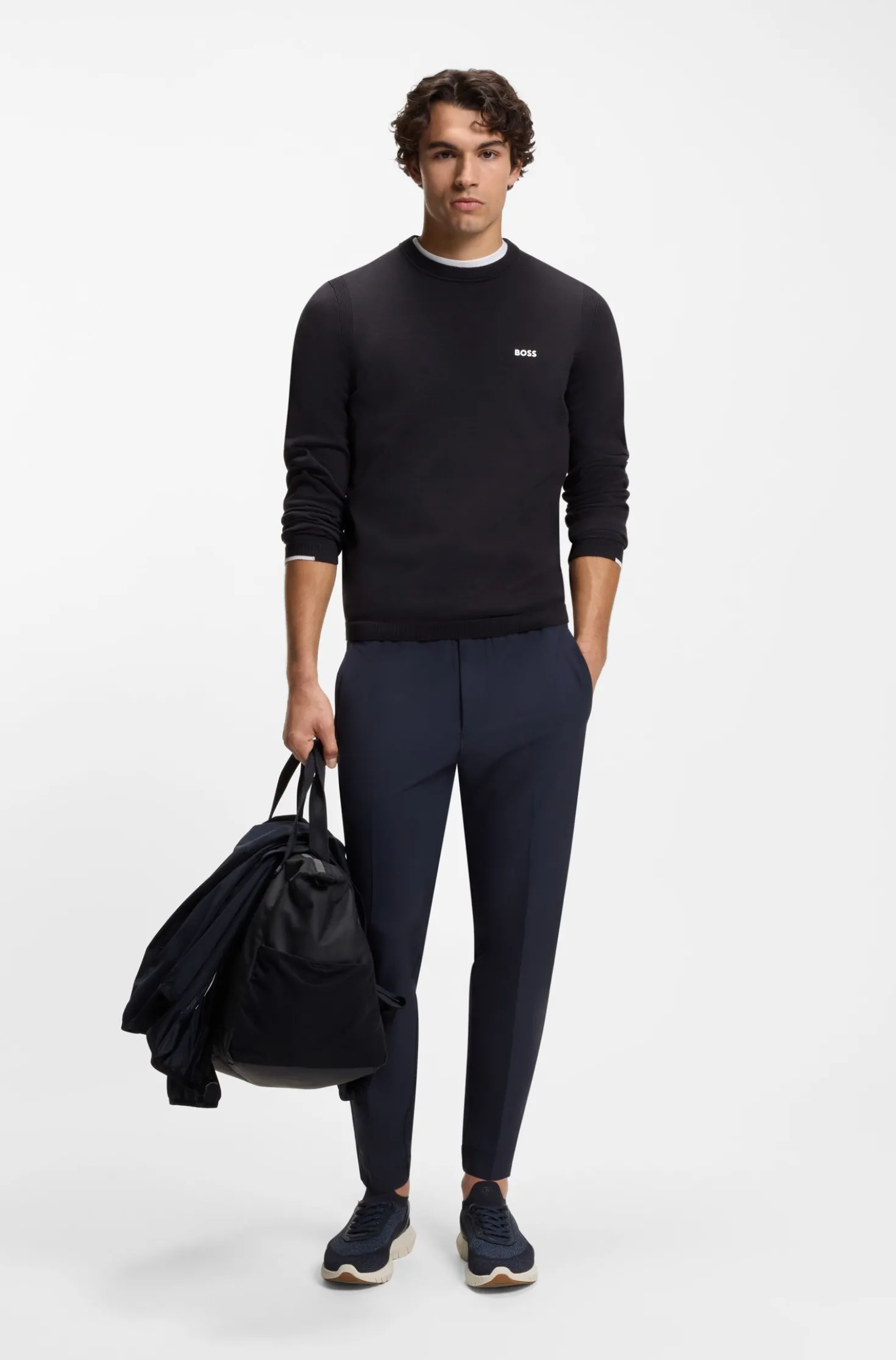 Cotton sweater with contrast logo