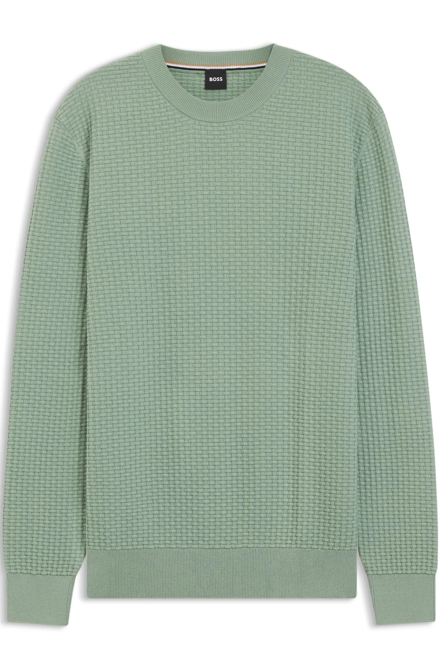 Cotton sweater with knitted structure