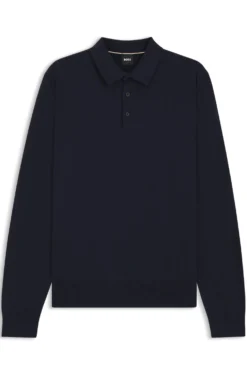 Cotton sweater with polo collar