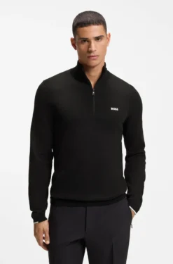 Cotton sweater with quarter zip