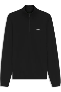 Cotton sweater with quarter zip