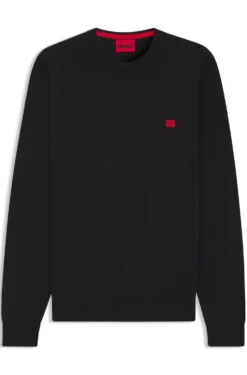 Cotton sweater with red logo label