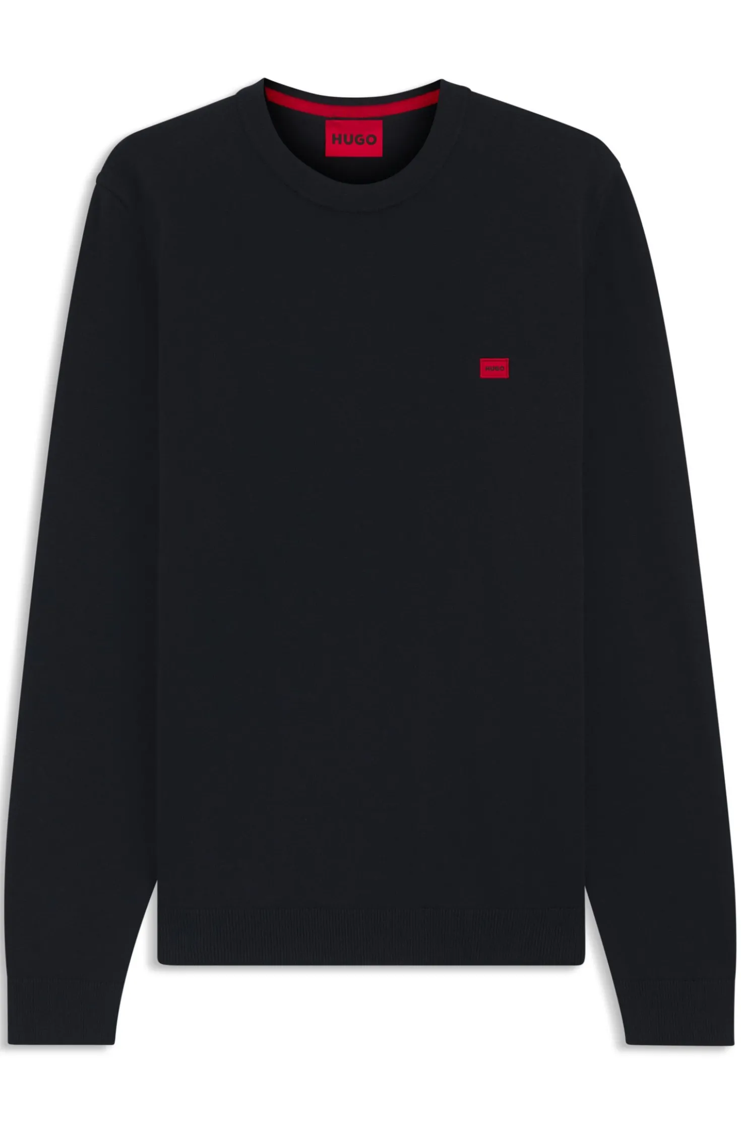 Cotton sweater with red logo label