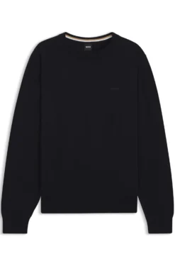 Cotton sweater with tonal logo embroidery