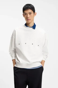 Cotton sweatshirt with logo embroidery and graphic print