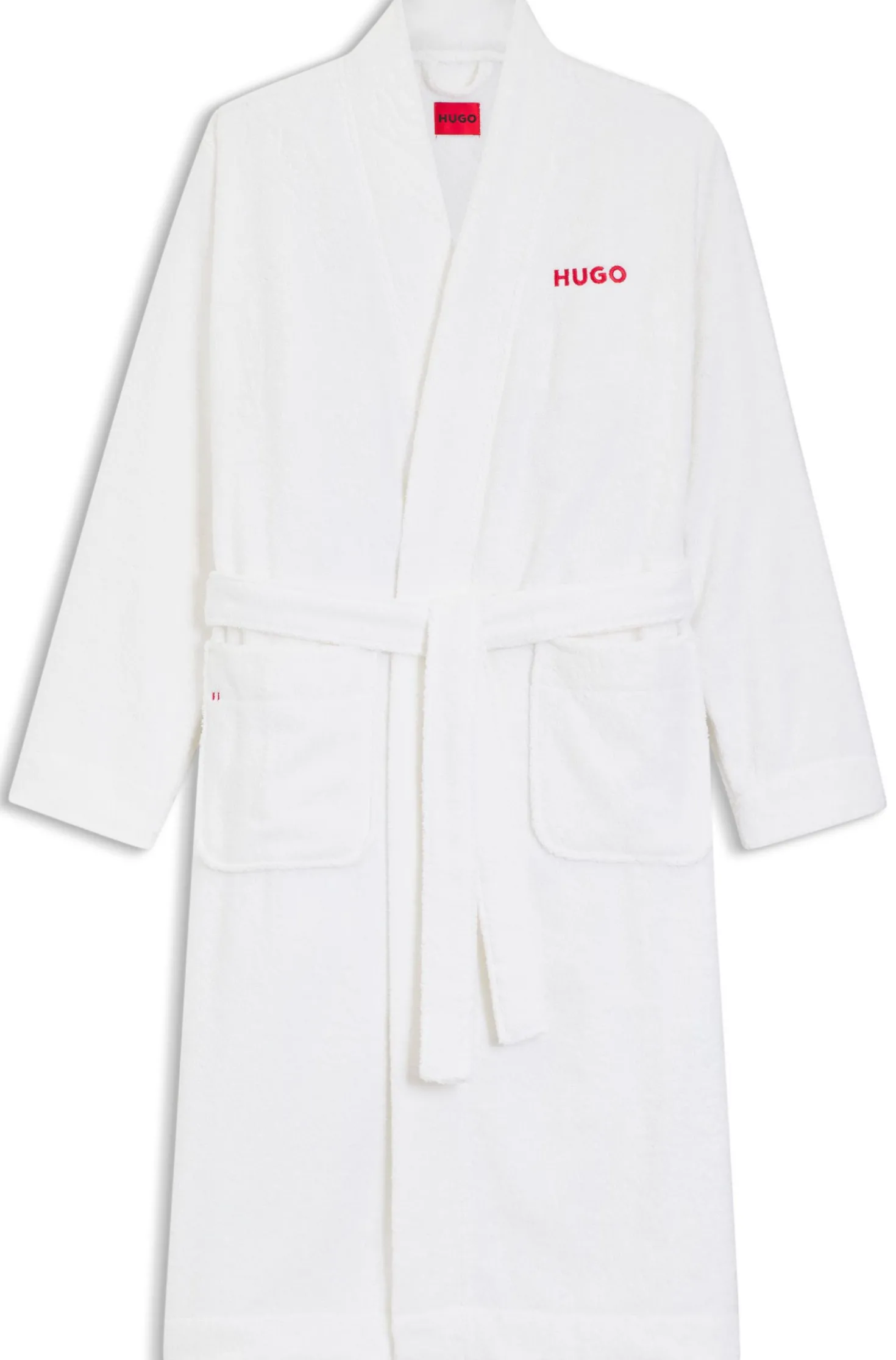Cotton-terry dressing gown with embroidered red logo