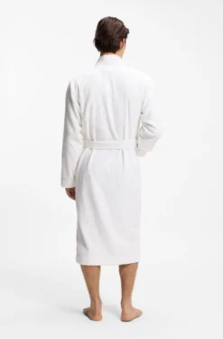 Cotton-terry dressing gown with embroidered red logo