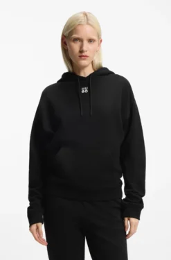 Cotton-terry hoodie with embroidered stacked logo