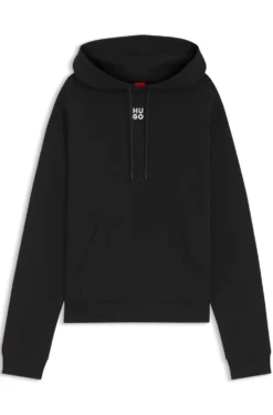 Cotton-terry hoodie with embroidered stacked logo
