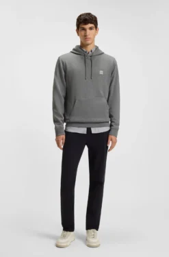 Cotton-terry hoodie with logo patch