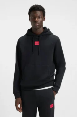 Cotton-terry hoodie with logo label