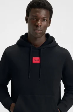 Cotton-terry hoodie with logo label