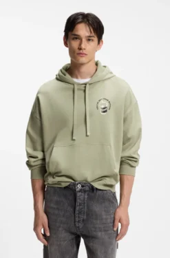 Cotton-terry hoodie with logo graphic