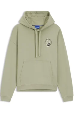 Cotton-terry hoodie with logo graphic