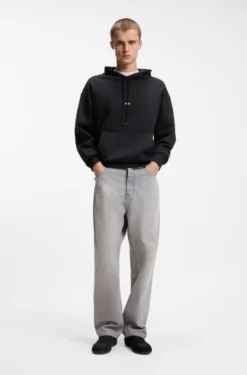 Cotton-terry hoodie with logo badge