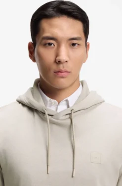 Cotton-terry hoodie with logo patch