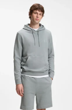 Cotton-terry hoodie with logo patch