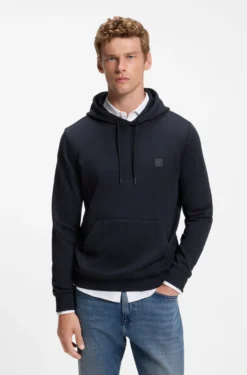 Cotton-terry hoodie with logo patch