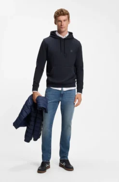 Cotton-terry hoodie with logo patch