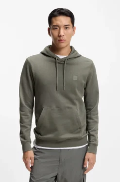 Cotton-terry hoodie with logo patch