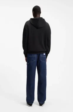 Cotton-terry hoodie with rectangle logo print