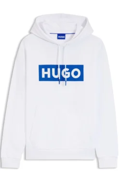 Cotton-terry hoodie with rectangle logo print
