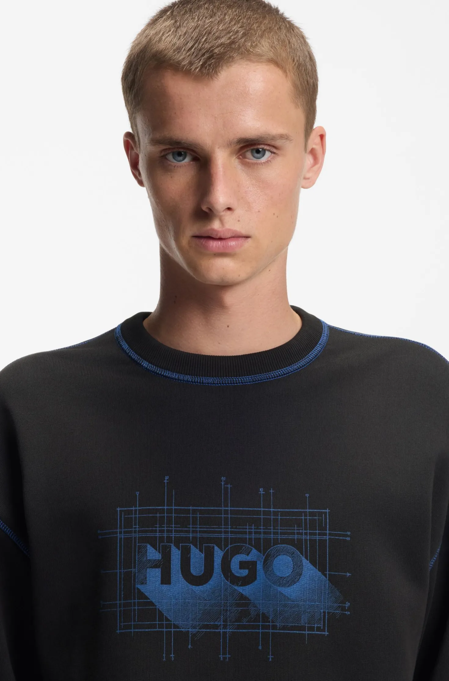 Cotton-terry logo sweatshirt with contrast stitching