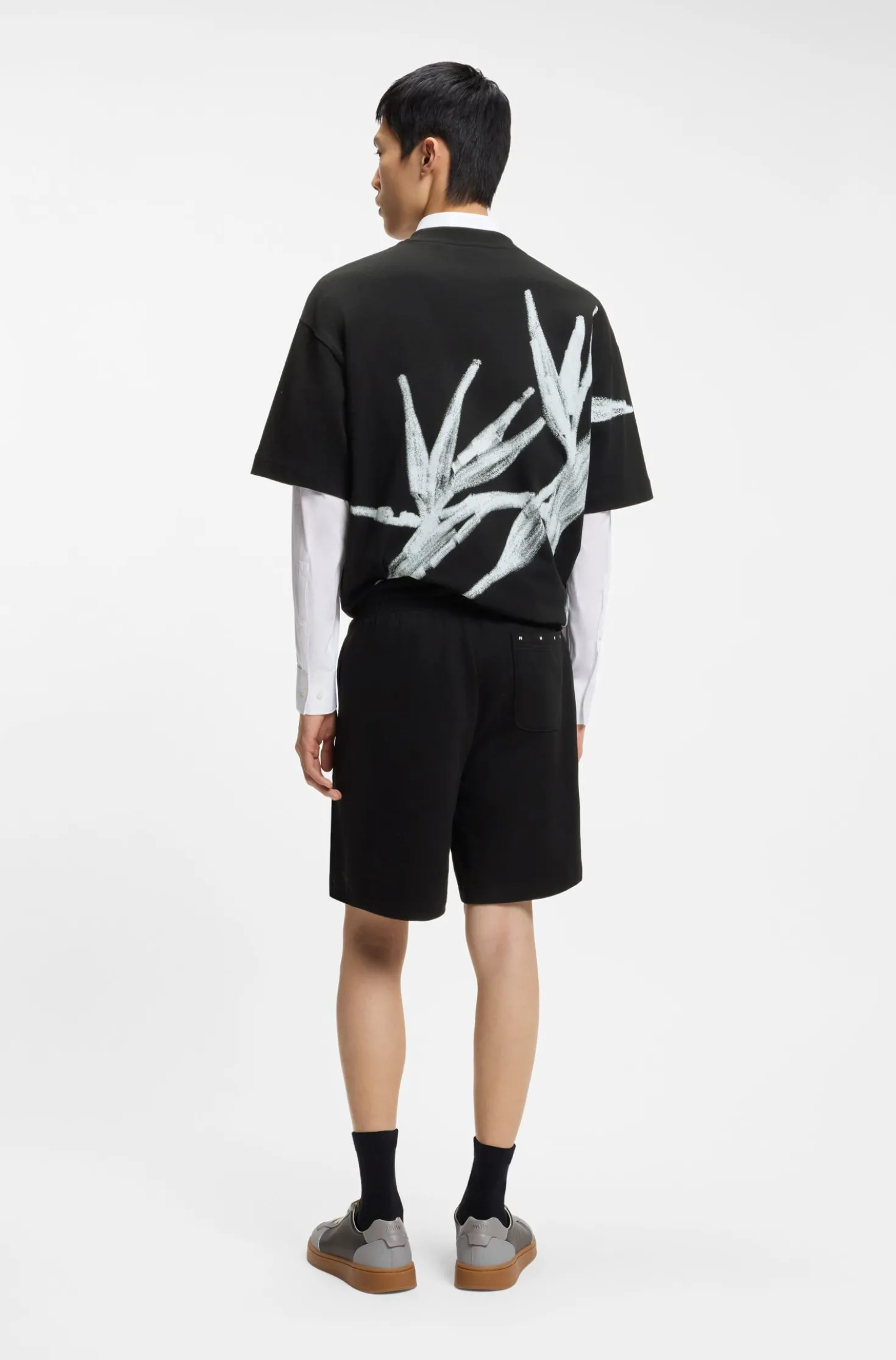 Cotton-terry shorts with artwork patch