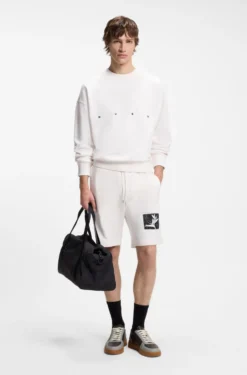 Cotton-terry shorts with artwork patch