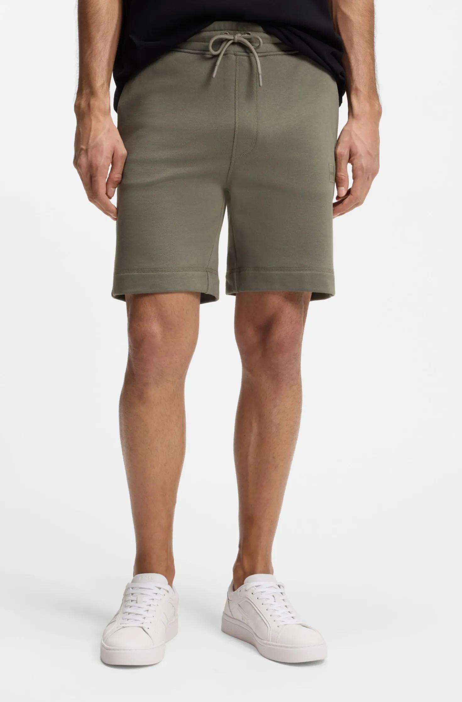 Cotton-terry shorts with logo patch