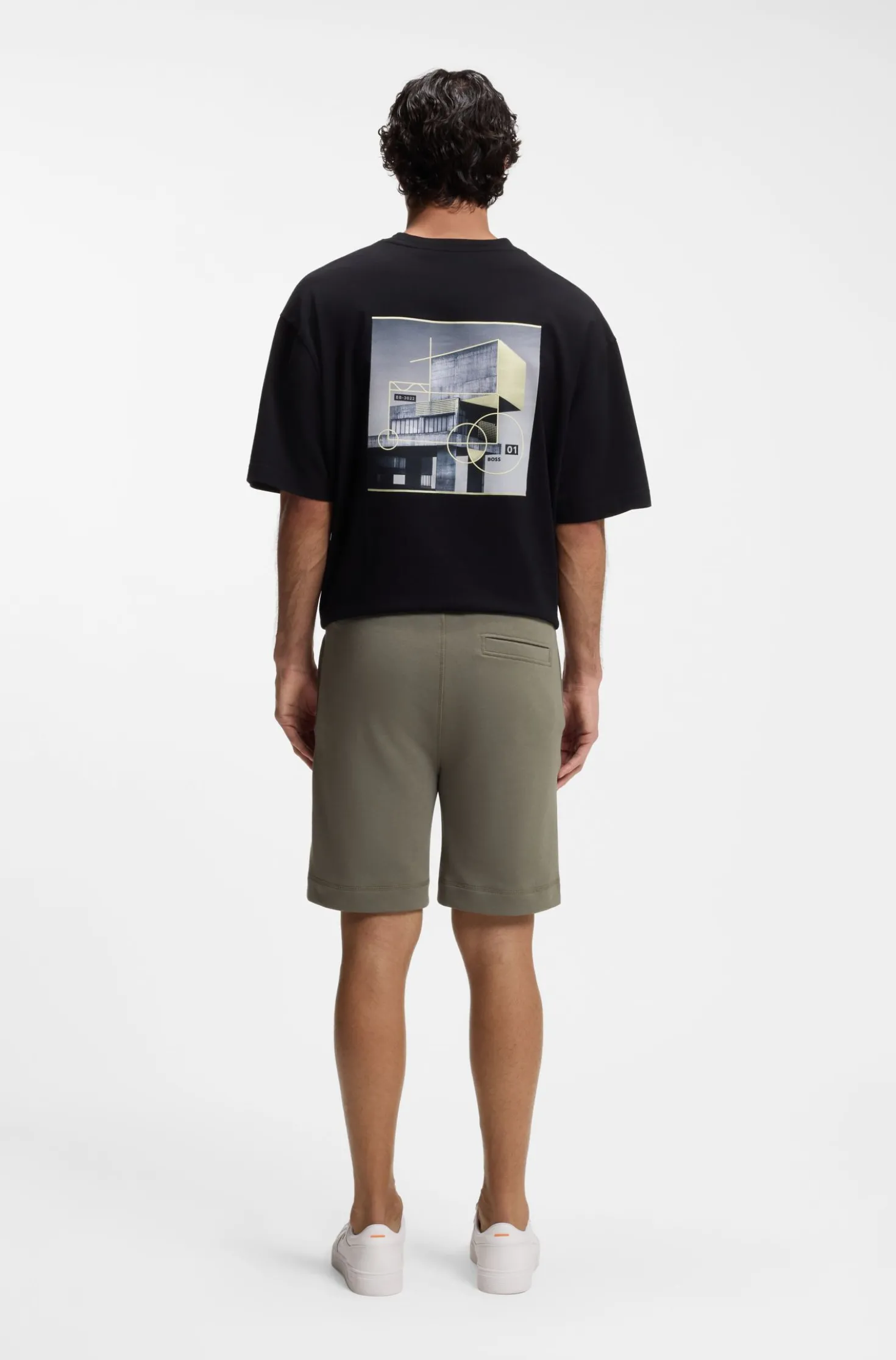 Cotton-terry shorts with logo patch