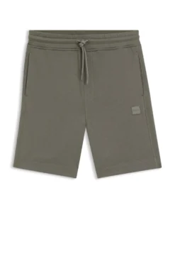 Cotton-terry shorts with logo patch