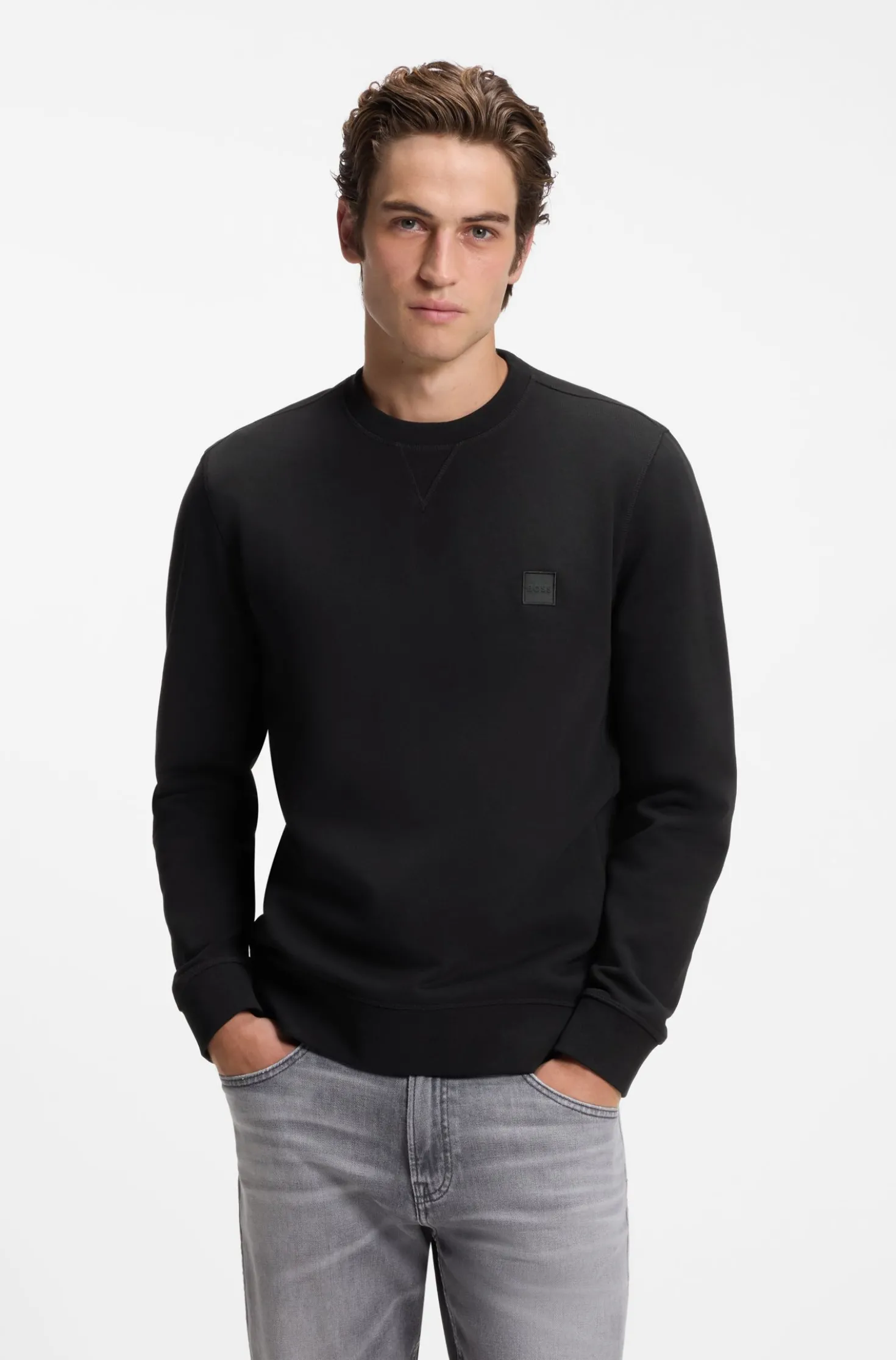Cotton-terry sweatshirt with logo patch