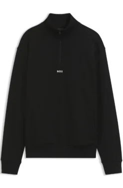 Cotton-terry sweatshirt with quarter zip