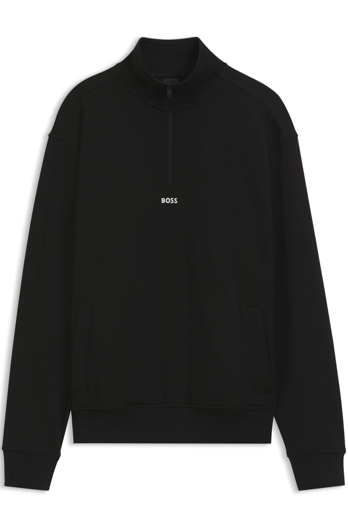 Cotton-terry sweatshirt with quarter zip
