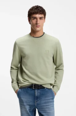 Cotton-terry sweatshirt with logo patch
