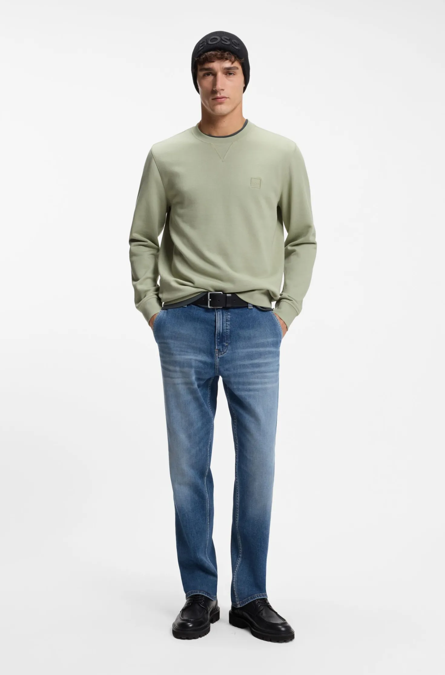 Cotton-terry sweatshirt with logo patch