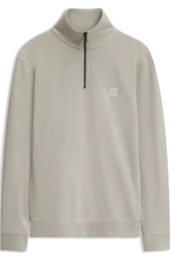 Cotton-terry sweatshirt with zip collar