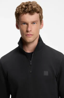 Cotton-terry sweatshirt with zip collar
