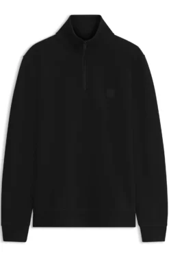 Cotton-terry sweatshirt with zip collar