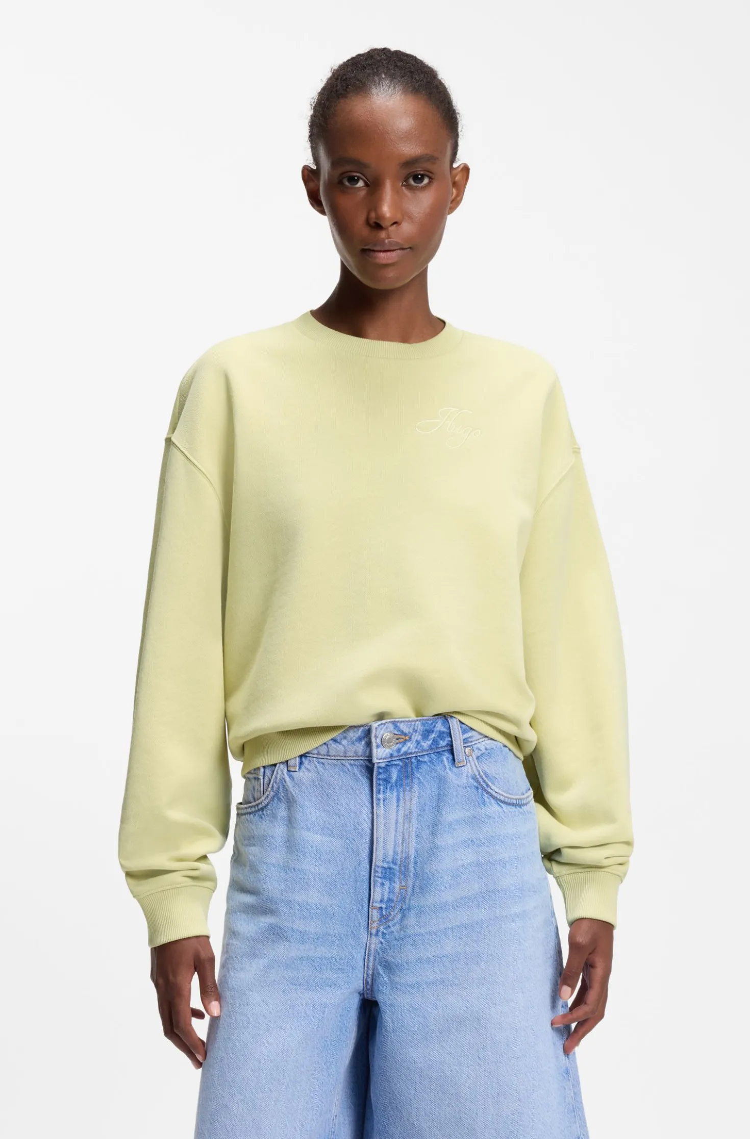 Cotton-terry sweatshirt with embroidered logo