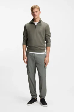 Cotton-terry sweatshirt with zip collar