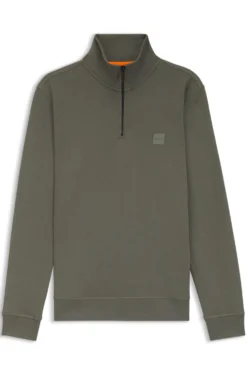 Cotton-terry sweatshirt with zip collar