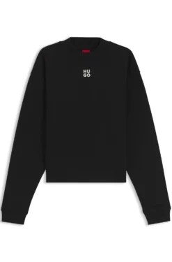 Cotton-terry sweatshirt with stacked-logo embroidery