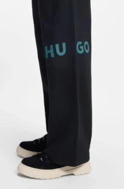 Cotton-terry tracksuit bottoms with logo print